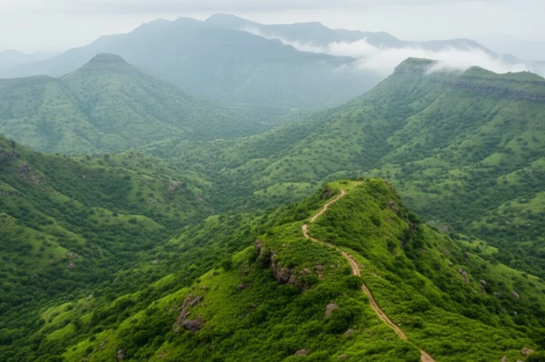 Aravalli hills landscape showing green mountain ridges and valleys, representing the heart of the Aravalli Controversy about mining, environment, and conservation in India.