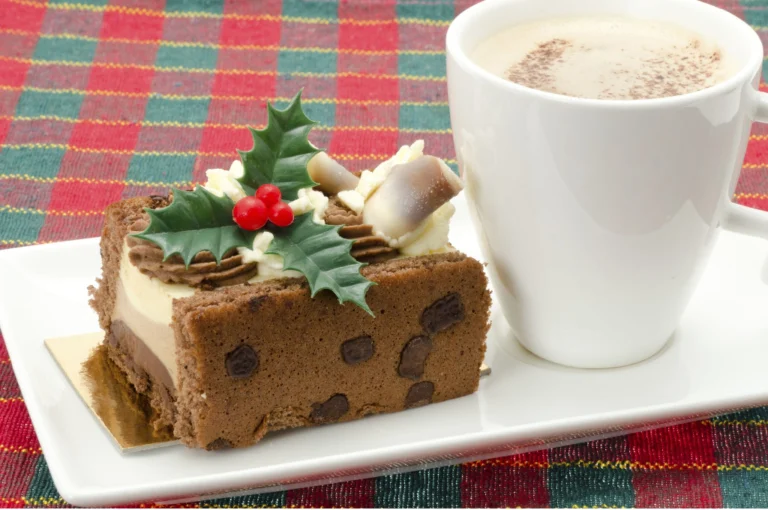 "Best christmas food places" in Kolkata,Christmas chocolate cake and cappuccino on table │