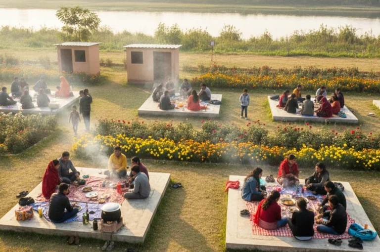 Families enjoying picnic at Bara Bauti village near Amta — Best Picnic Spot Near Kolkata