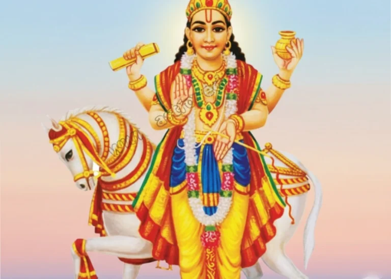 Shukra Graha deity riding a white horse – symbolic Venus energy illustration for Morning Rituals for Venus.”