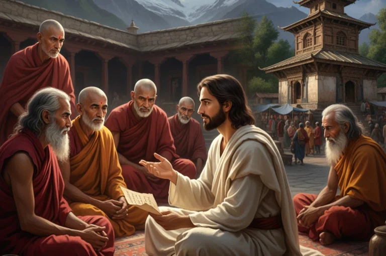 যিশু খ্রিস্ট কি ভারতে এসেছিলেন? কাশ্মীরের সেই অজানা সমাধি Artistic depiction of Lost Years of Jesus: Jesus spending his Lost Years in India learning from sages.