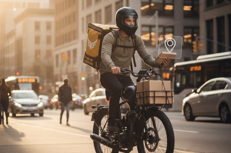 ব্লিনকিটের ১০ মিনিটের ডেলিভারি বন্ধ │ জানুন কেন্দ্রীয় সরকারের নতুন নির্দেশ │ No More 10 minute Delivery Deadline Delivery rider on e-bike with parcels in city after government directive — no more 10-minute delivery deadline