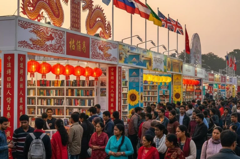 China and Ukraine participate at Kolkata Book Fair International stalls Complex, showcasing geopolitical diversity.