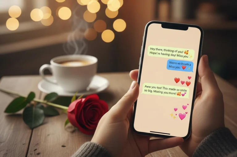 Smartphone screen showing Valentine's Day Wishes 2026 with a red rose in the background.