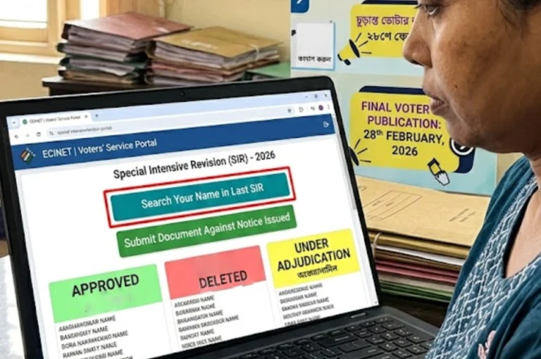 Voter checking SIR final voter list 2026 online showing approved deleted and under adjudication categories