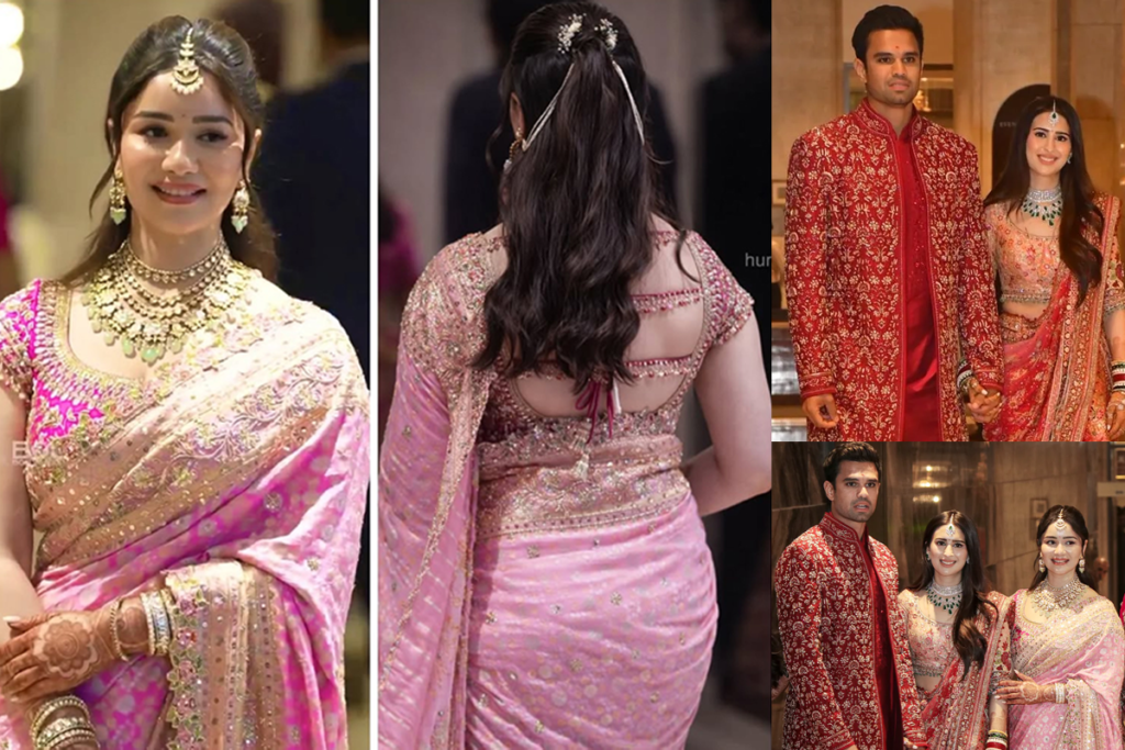 Sara Tendulkar Pink Saree Arjun Wedding