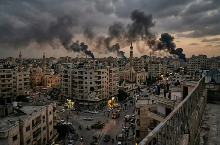 Live Update: মধ্যপ্রাচ্যে ঘনাচ্ছে মহাপ্রলয়, ইরান-ইজরায়েল যুদ্ধের প্রতি মুহূর্তের খবর Iran Israel-US War Live Updates showing smoke over city skyline in the Middle East