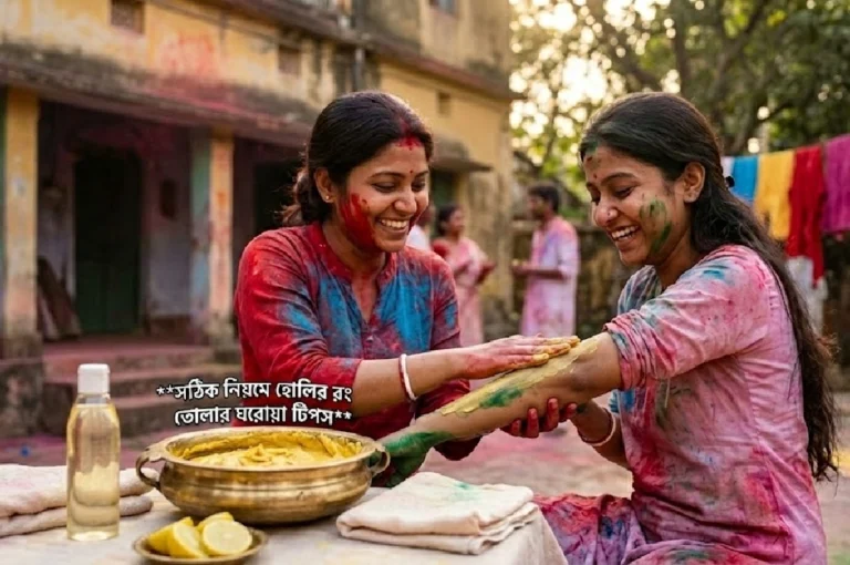 ত্বকের যত্ন নিন: দোল খেলার পর জেদি রঙ তোলার ৫টি সহজ ঘরোয়া উপায় জানুন How to Remove Holi Colors at home using coconut oil and natural ubtan for safe post-Holi skincare routine