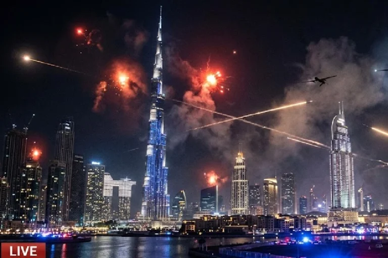Iran is attacking Dubai as drones fly near Burj Khalifa during reported strike in the Middle East escalation.