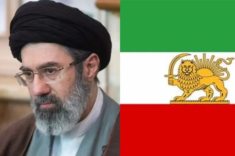 কেন মোজতবা খামেনির হাতেই ক্ষমতা? ইরানের সর্বোচ্চ নেতা হিসেবে তাকেই কেন বেছে নেওয়া হল Mojtaba Khamenei portrait beside the Iranian flag symbolizing why Mojtaba Khamenei became Iran Supreme Leader and his rise to power with support from the IRGC.