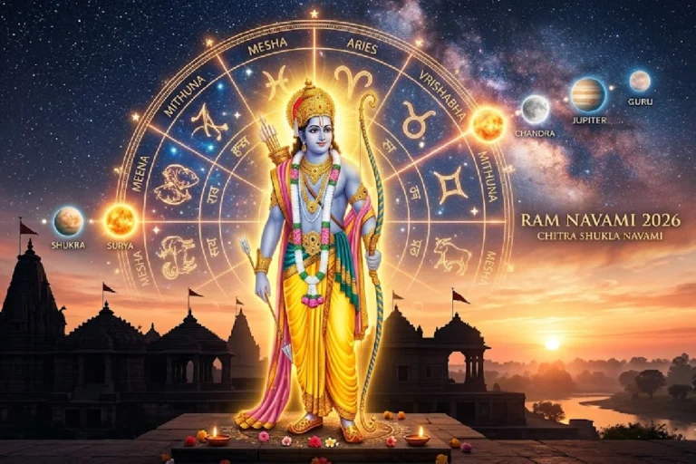 রাম নবমী ২০২৬: এই রাশির পকেটে আসছে টাকা! আপনার জীবনে কি বড় টার্নিং পয়েন্ট অপেক্ষা করছে? Ram Navami 2026 astrology prediction with Lord Rama and zodiac signs showing planetary alignment and spiritual energy