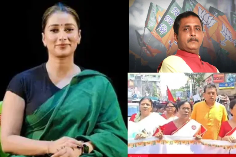 Baranagar Assembly Election 2026 political campaign scene showing party flags, crowded streets, and voters discussing key issues in West Bengal.