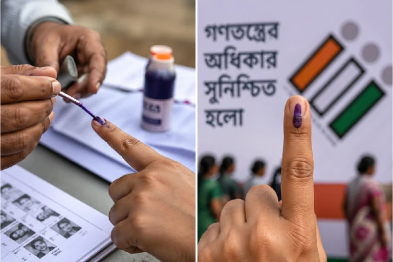 indelible ink on finger after voting