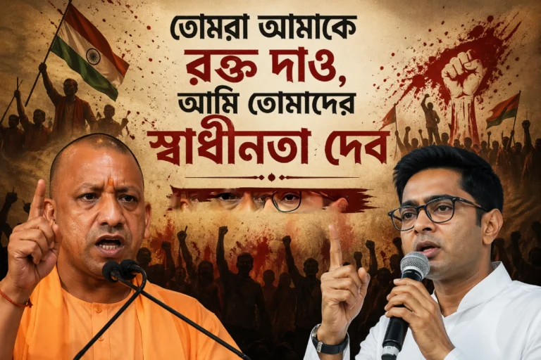 Political rally with leaders giving speeches to a large crowd