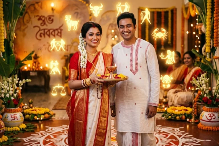 Poila Boishakh zodiac color outfit Bengali New Year traditional dress