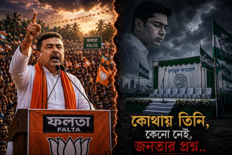 বিজেপির প্রেস্টিজ ফাইট, তৃণমূলের মুখ রক্ষার লড়াই! ফলতার পুনর্নির্বাচনে কেন ত্রিসীমানায় নেই খোদ ‘সেনাপতি’ অভিষেক? Political tension in Falta re-election as BJP campaigns aggressively while TMC leader Abhishek Banerjee is notably absent from his stronghold.