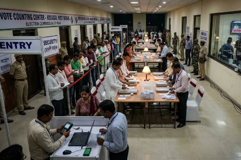 West Bengal election counting 2026 with tight security and observers monitoring vote counting process