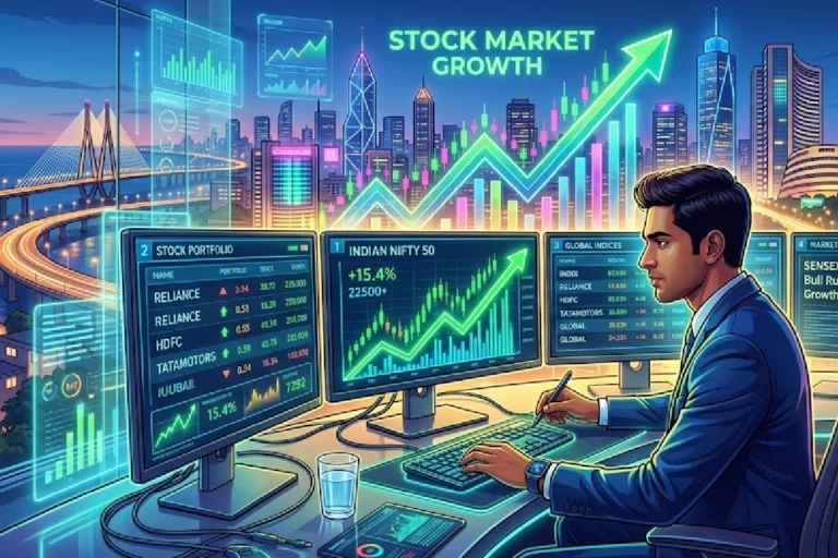 4 stocks investment India: ng rising graph with Indian company stocks