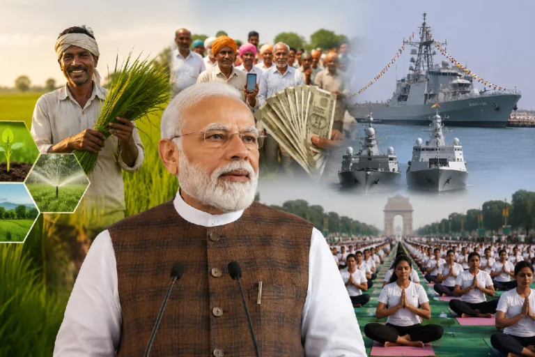 কলকাতা সফরে প্রধানমন্ত্রীর ব্যস্ত কর্মসূচি, কী কী রয়েছে আজকের সূচিতে? PM Modi West Bengal Visit 2025: Prime Minister Narendra Modi addressing a public gathering during his West Bengal visit while launching key agriculture initiatives including PM Kisan, PM Fasal Bima Yojana, and National Mission on Natural Farming.