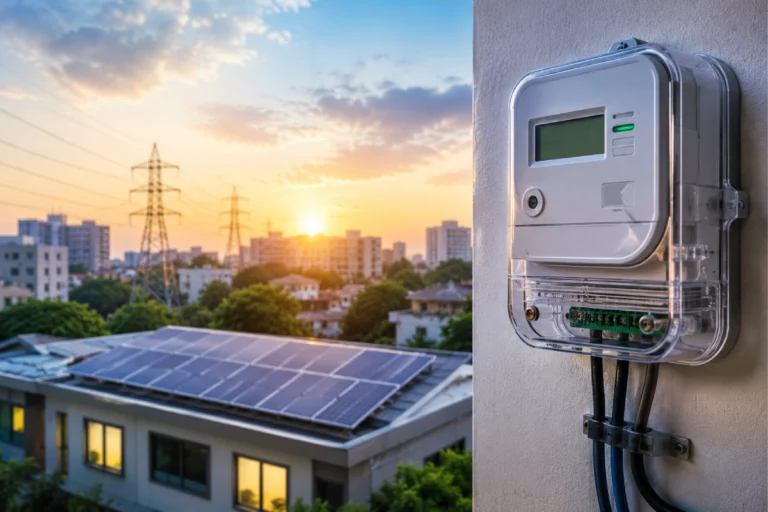 West Bengal Smart Meter installation at a residential building, showing a modern electricity meter under the state's new power management initiative