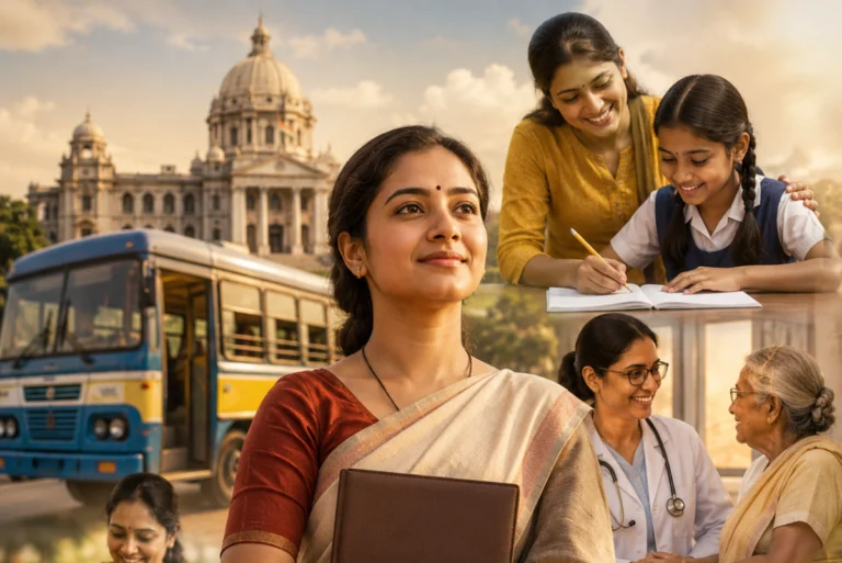 পশ্চিমবঙ্গের নতুন বাজেটে মহিলাদের জন্য বড় চমক! কী পাবেন সুবিধা, ঘোষণা করল সরকার? West Bengal Budget 2026 Women Benefits highlighted with financial assistance, free bus travel, and government welfare schemes announced for women in the West Bengal state budget.