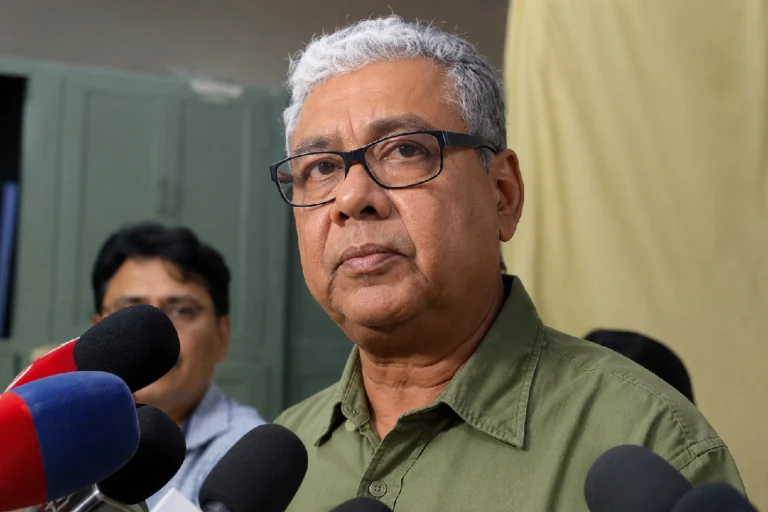 West Bengal Health Minister Sharadwat Mukhopadhyay addressing government doctors during an official visit, warning about duty hours and hospital attendance as part of the West Bengal Health Minister's healthcare accountability drive.