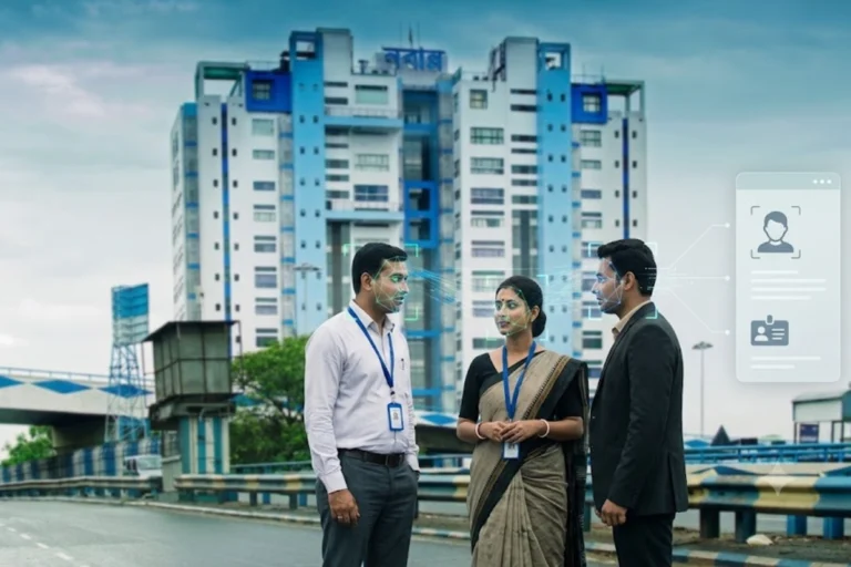 মোবাইলেই হবে হাজিরা! কীভাবে ফেস রিকগনিশন করবেন সরকারি কর্মীরা, জানুন এখনই West Bengal Face Recognition Attendance system showing government employees using a mobile app with facial recognition outside Nabanna for digital office attendance.