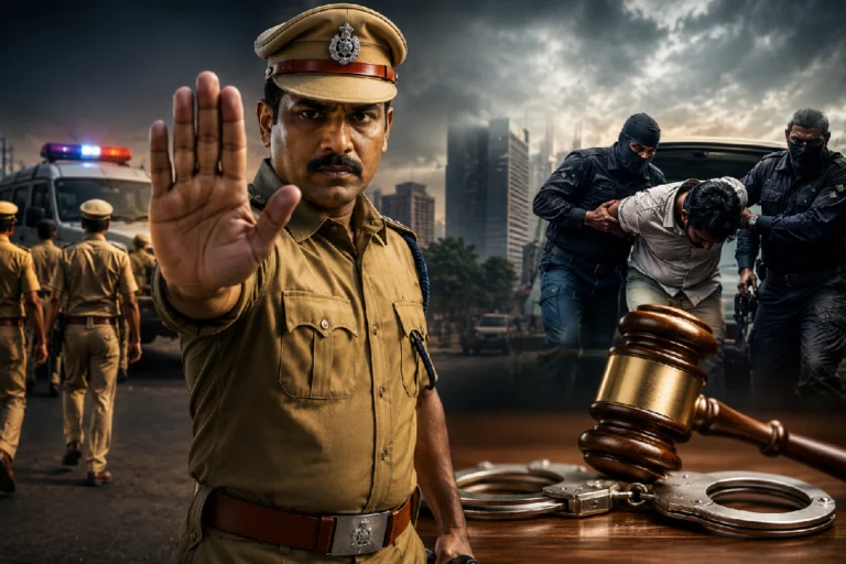 West Bengal Public Safety Act 2026 illustration showing police enforcement, law and order, crime control measures and public safety in West Bengal.