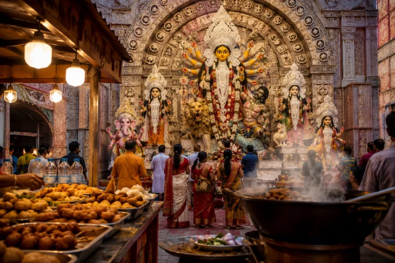 Durga Puja Food Rules 2026 for puja pandal food stalls and idol area