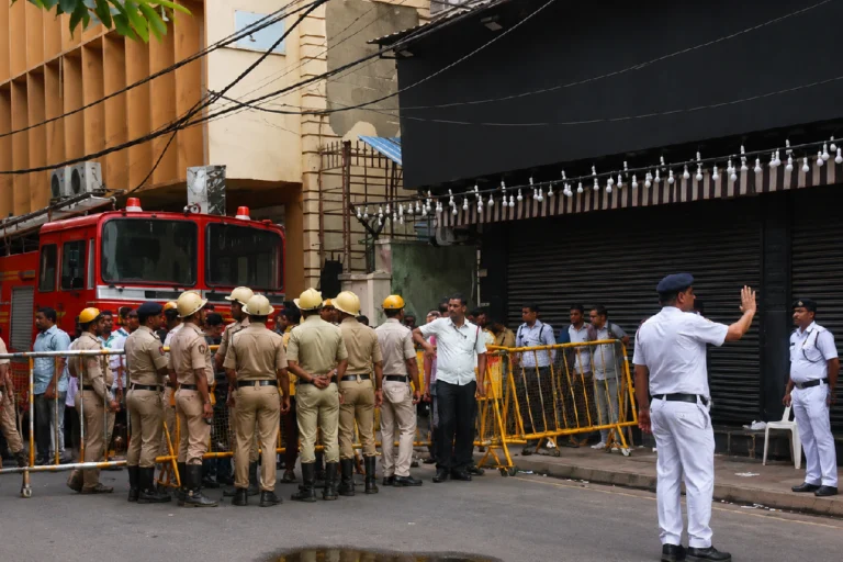 New Market Hotel Fire in Kolkata with firefighters responding to a deadly hotel blaze